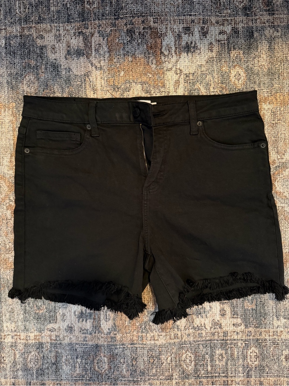 Carly Jean Los Angeles Black Frayed Hem Denim Shorts